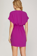 Magenta Satin Dolman Sleeve Mini Dress | Bella Lucca Boutique