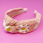 Pink Crochet Daisy Headband | Bella Lucca Boutique
