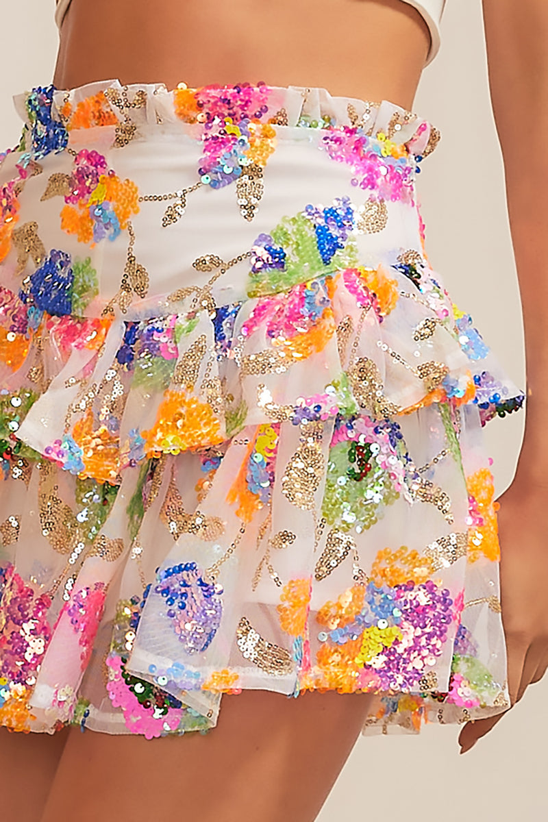 Multi Color Layered Sequin Skort Skirt | Bella Lucca Boutique
