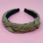 Olive Green Satin Braid Headband | Bella Lucca Boutique