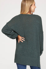 Green Hi Low Knit Sweater | Bella Lucca Boutique