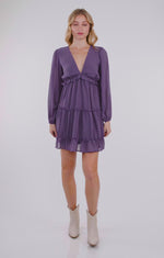 Purple Long Sleeve Crinkled Ruffled Dress | Bella Lucca Boutique