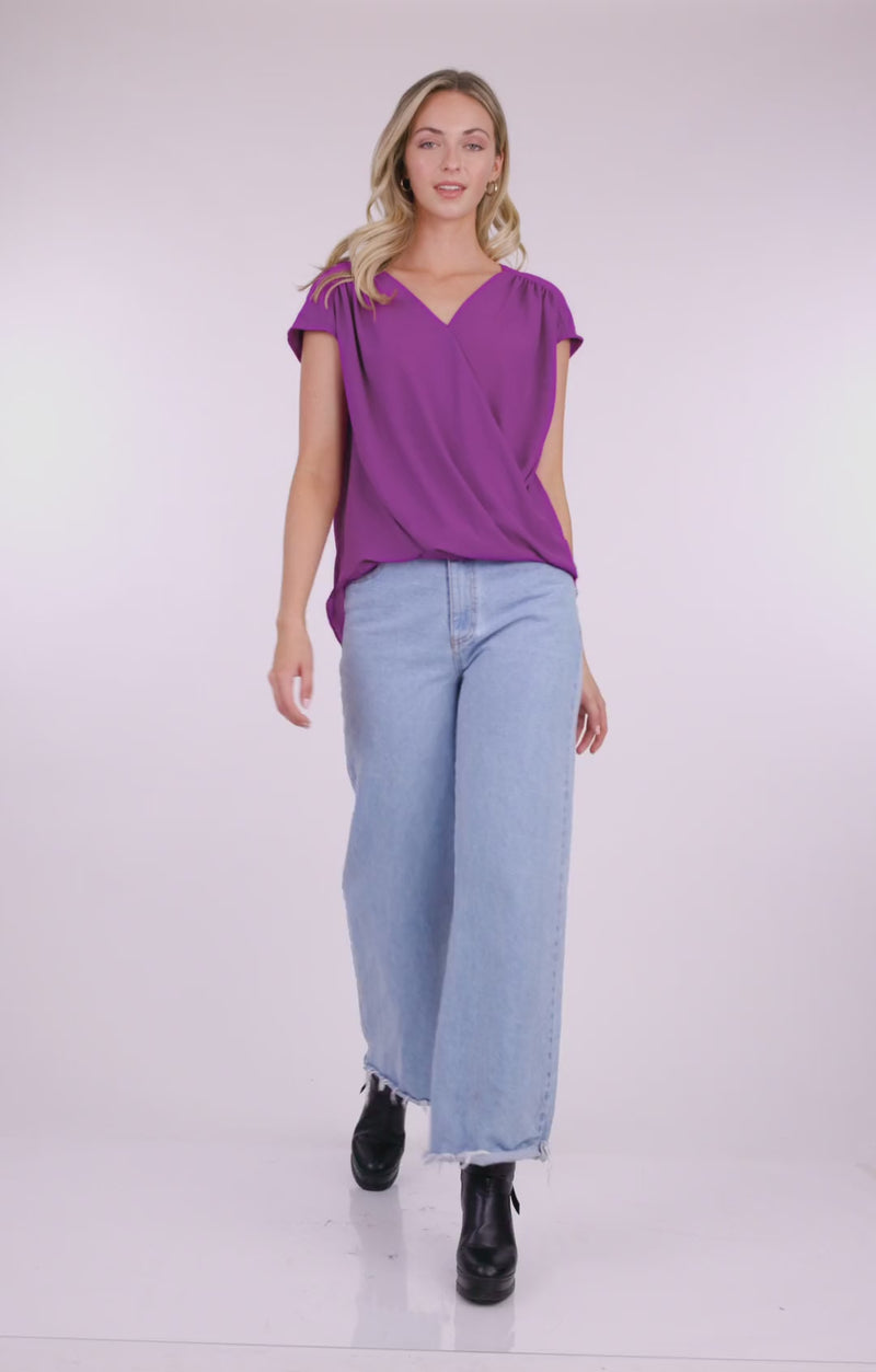 Satin V-Neck Blouse | Bella Lucca Boutique