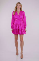 Pink Long Sleeve Silky Tiered Dress | Bella Lucca Boutique