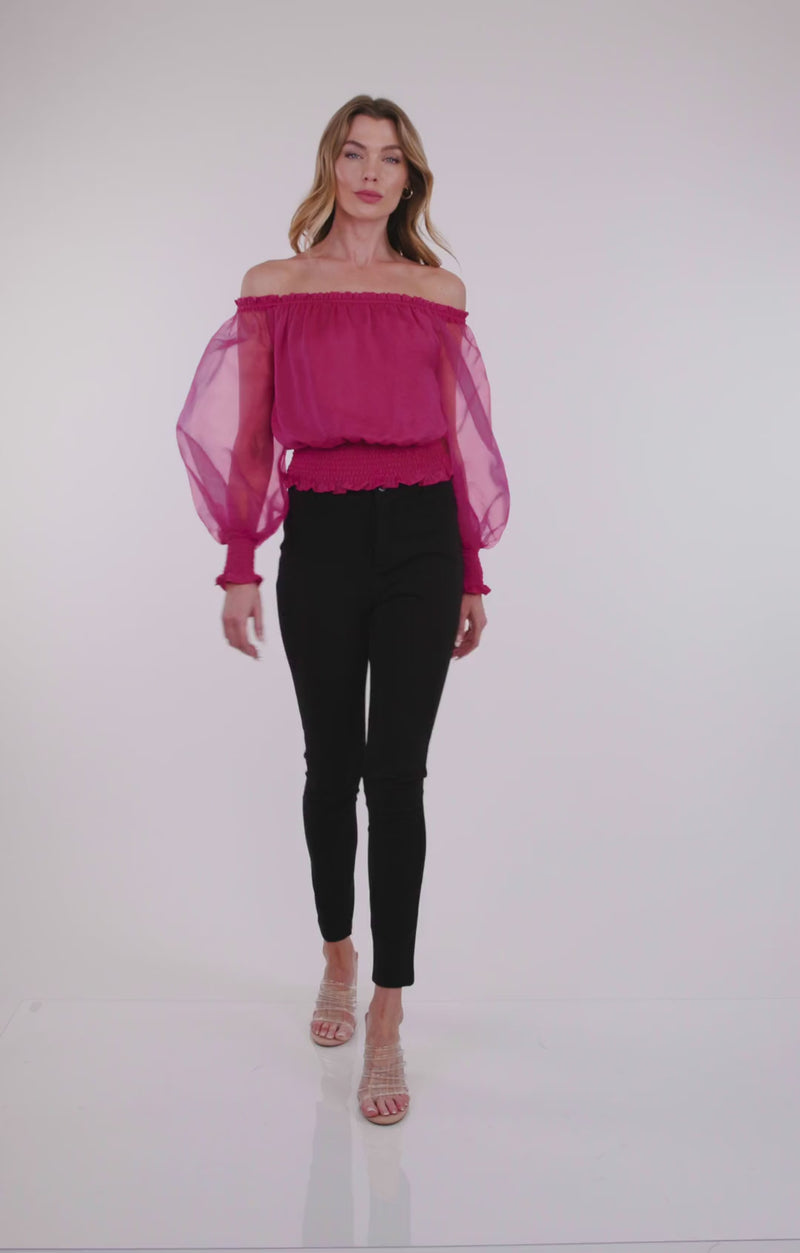 Organza Puff Sleeve Blouse | Bella Lucca Boutique