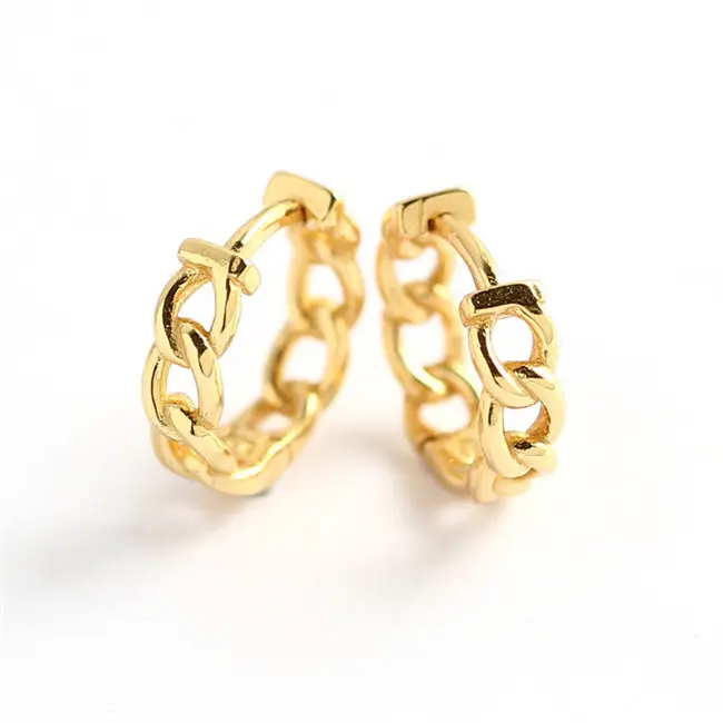 CHAIN LINK HOOP EARRINGS | .5" GOLD