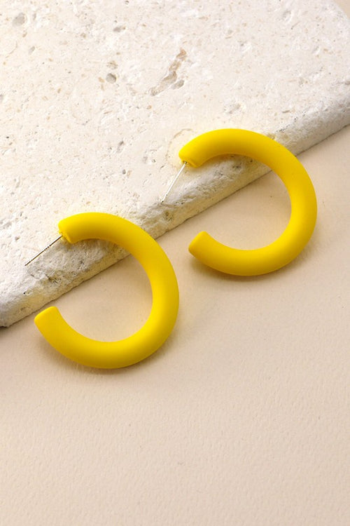 Matte Yellow Chubby Acrylic Hoop Earrings | Bella Lucca Boutique