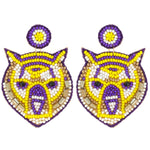 LSU Tiger Face Beaded Earrings