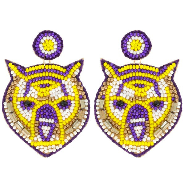 LSU Tiger Face Beaded Earrings