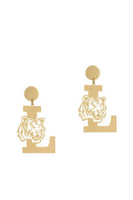 Matte Gold LSU Tiger Earrings | Bella Lucca Boutique