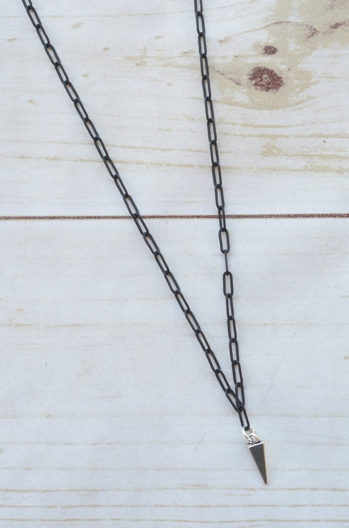 PAPERCLIP NECKLACE | GOLD PYRAMID CHARM