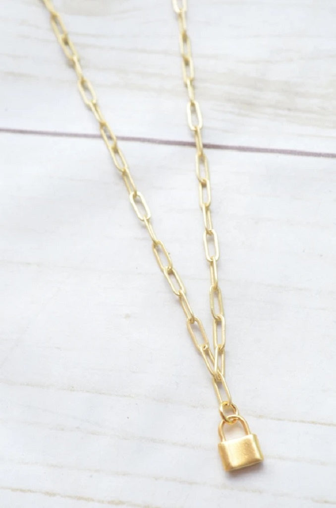 Lock Charm Chain Necklace