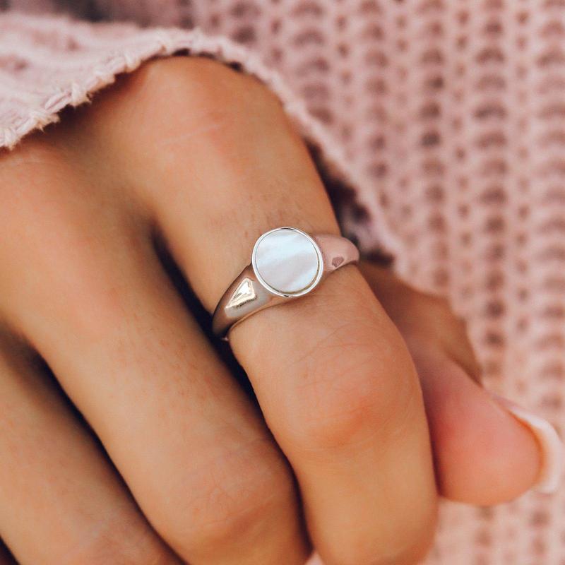 Pura Vida Mother of Pearl Signet Ring | Bella Lucca Boutique