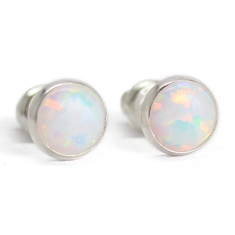 Small Sterling Silver Opal Stud Earrings | Bella Lucca Boutique