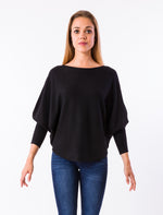 THIN DOLMAN KNIT SWEATER | BLACK