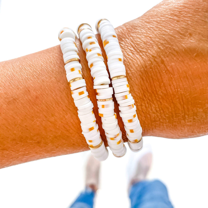 White & Gold Dalmatian Heishi Bracelet | Bella Lucca Boutique