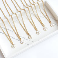 MONOGRAM CURB CHAIN NECKLACE | GOLD & WHITE INITIAL