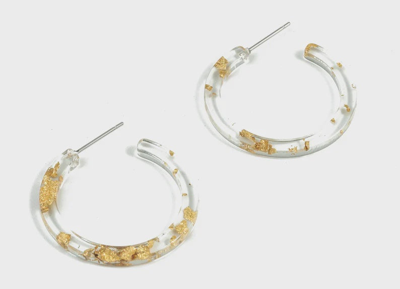 Small Gold Foil Confetti Acrylic Hoops | Bella Lucca Boutique