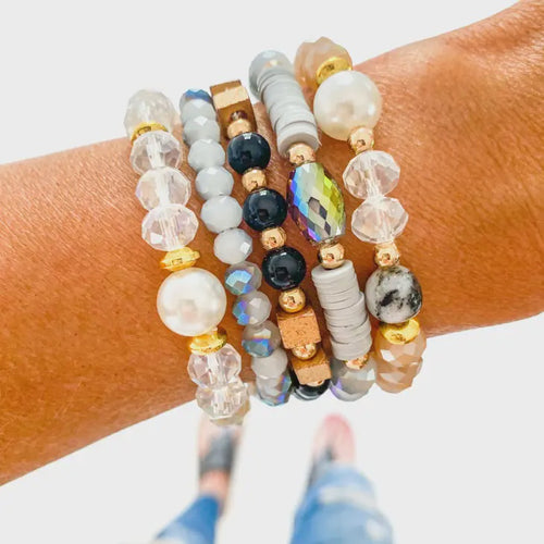 Neutral Bracelet Stack Set of 5 Bracelets | Bella Lucca Boutique