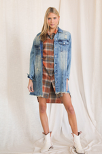 Midi Length Distressed Denim Shacket | Bella Lucca Boutique