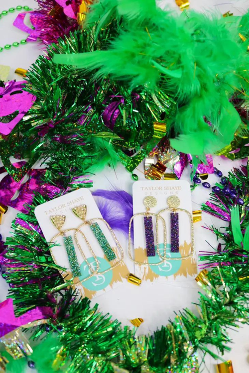 Taylor Shaye Earrings Mardi Gras Stick Hoops | Bella Lucca Boutique