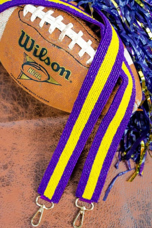 LSU Game Day Beaded Guitar Strap Purple & Gold Stripes | Bella Lucca Boutique