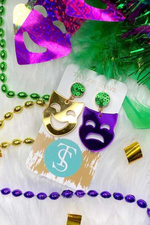 Taylor Shaye Earrings Mardi Gras Carnevale Drops | Bella Lucca Boutique