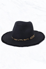 Straw Fringe Sun Fedora Hat Leopard Buckle | Bella Lucca Boutique