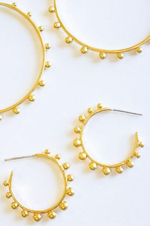 Virtue Jewelry Studded Gold Hoop Earrings | Bella Lucca Boutique