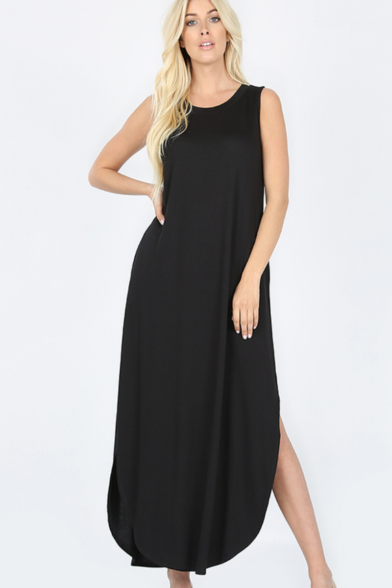 VICOSE SLEEVELESS MAXI DRESS | BLACK