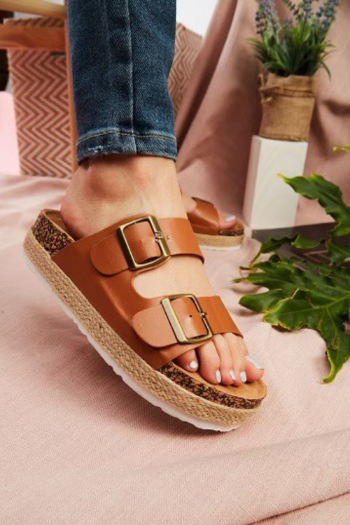 Inspired Birkenstock Two Strap Platform Sandal | Bella Lucca Boutique