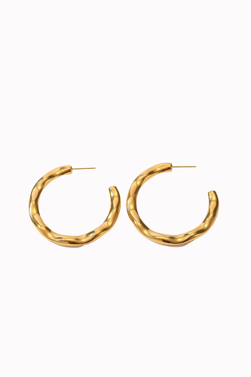 Large Textured Gold Hoops | Bella Lucca Boutique 