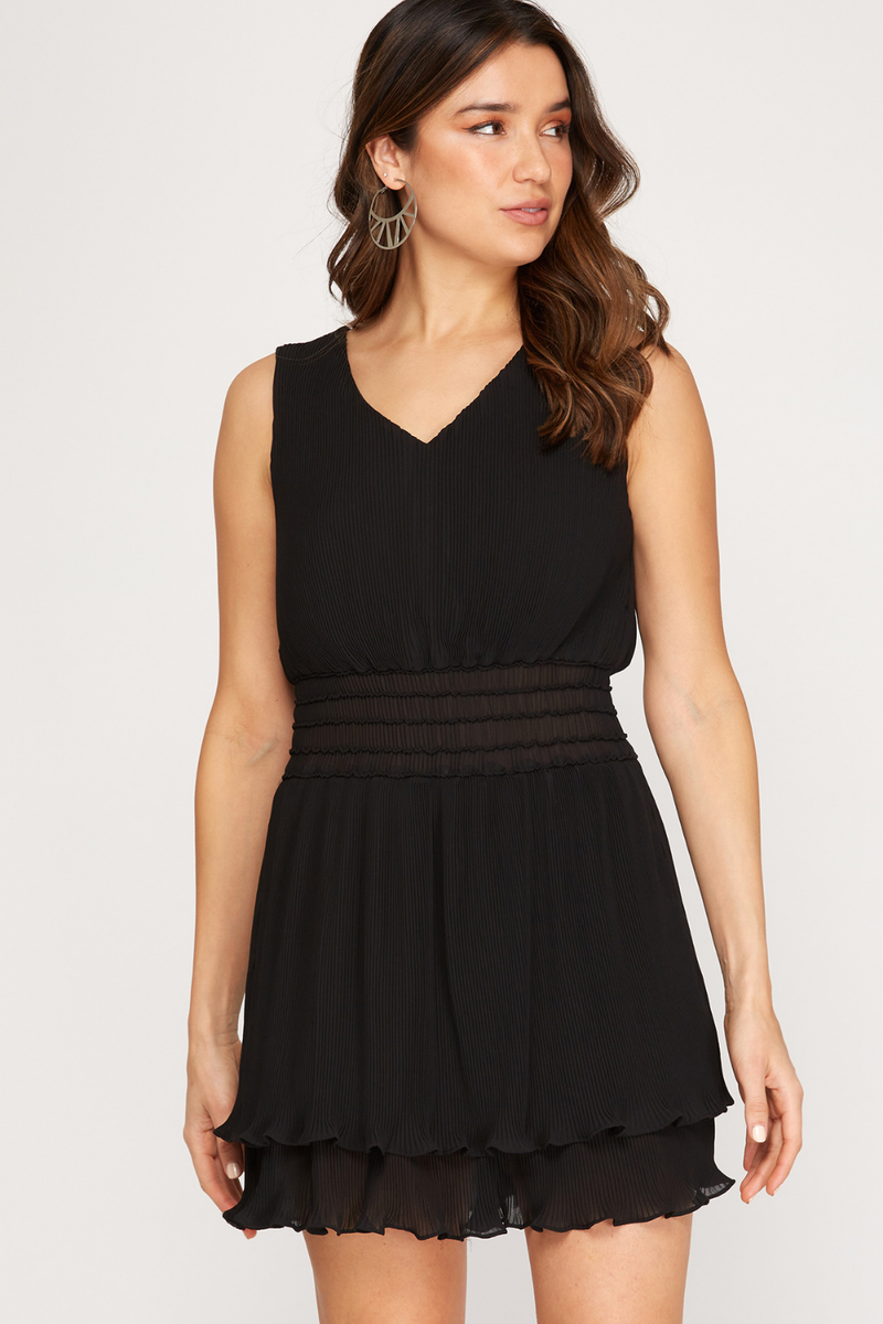Sleeveless Smocked Little Black Dress | Bella Lucca Boutique