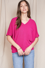Pink Short Dolman Sleeve Cocoon Knit Tunic | Bella Lucca Boutique