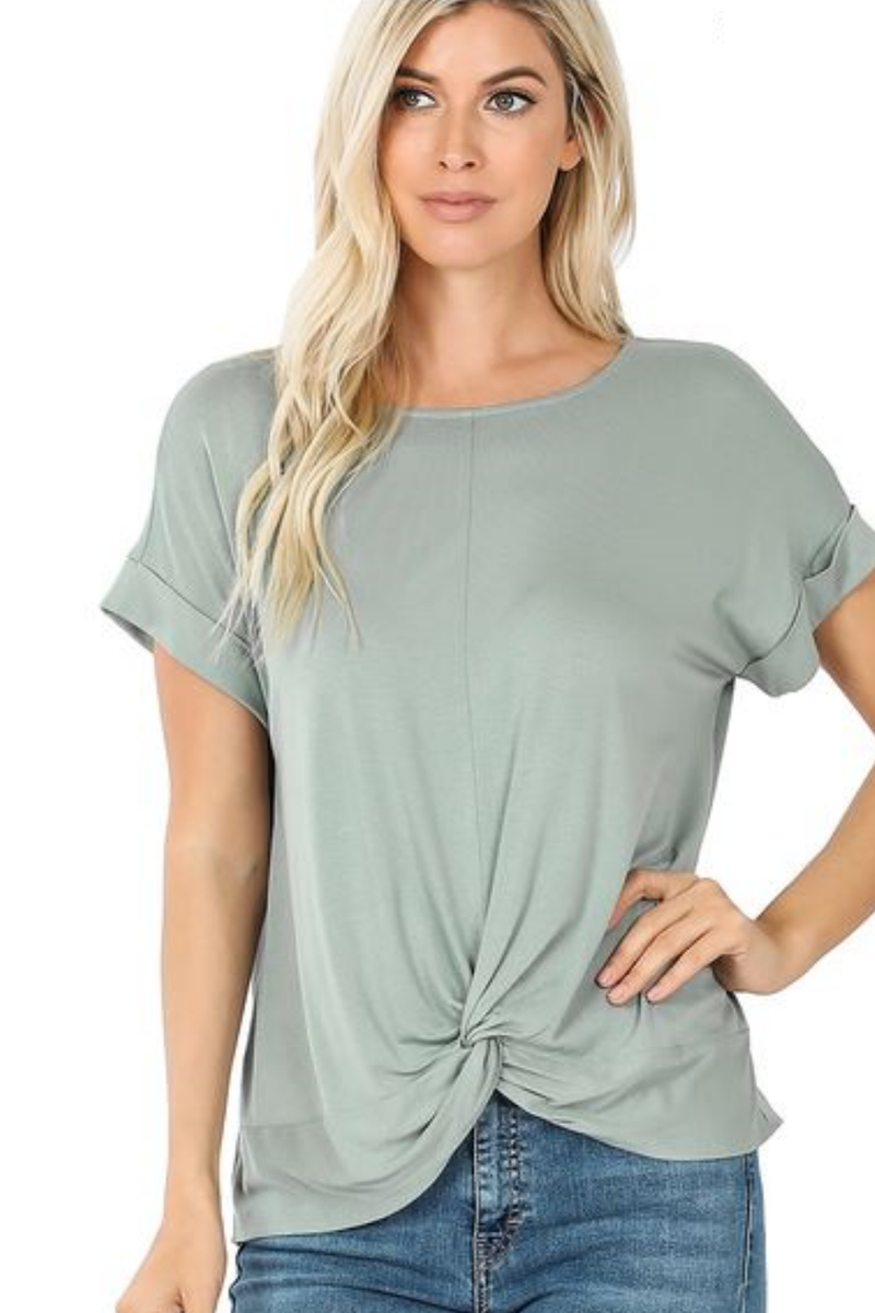 KNOT FRONT BLOUSE | SAGE