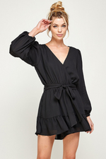 Solid Black Dressy Ruffled Romper | Bella Lucca Boutique