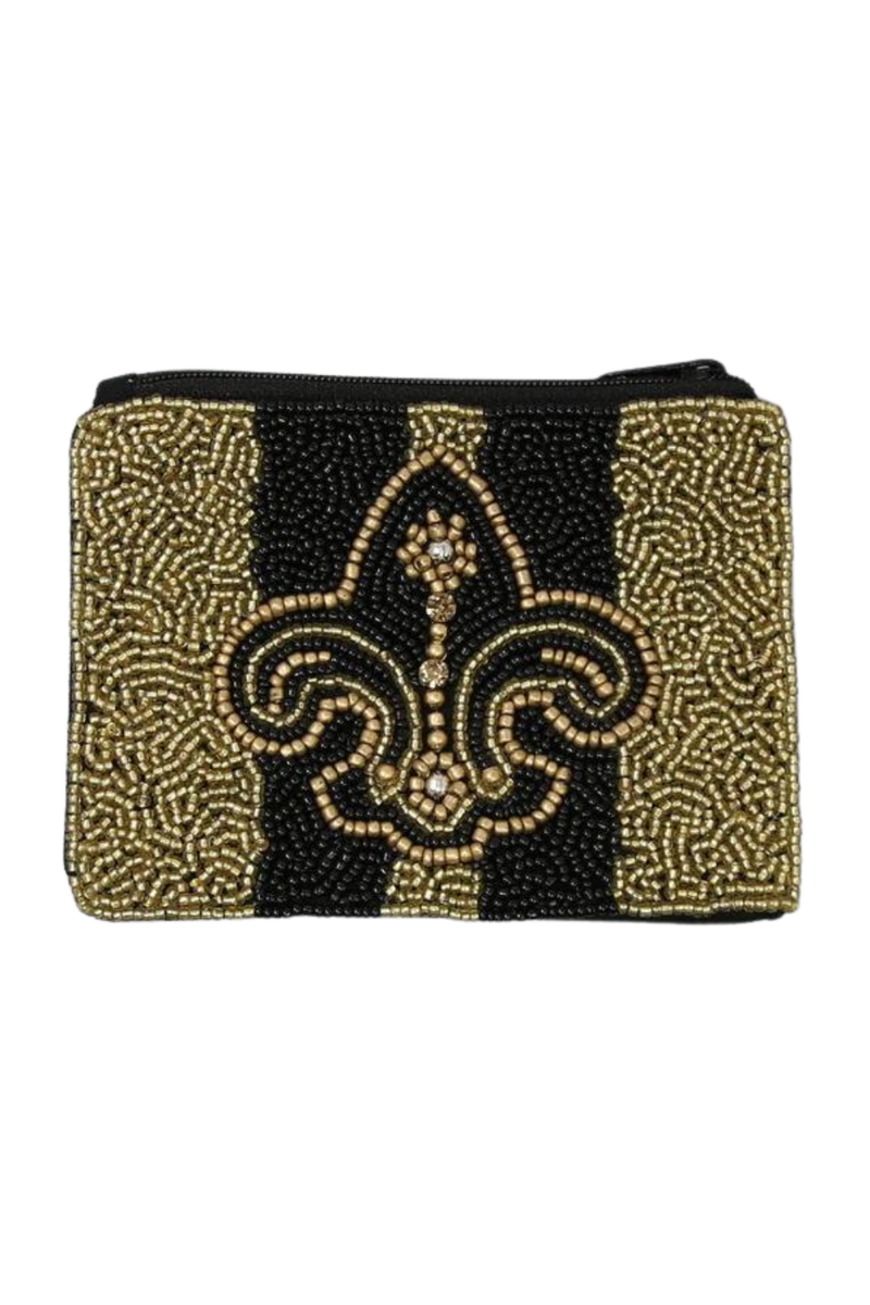 Beaded Fleur De Lis Mini Coin Purse | Bella Lucca Boutique