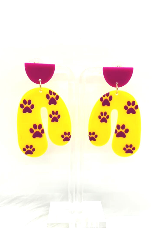 Acrylic LSU Paw Print Earrings | Bella Lucca Boutique