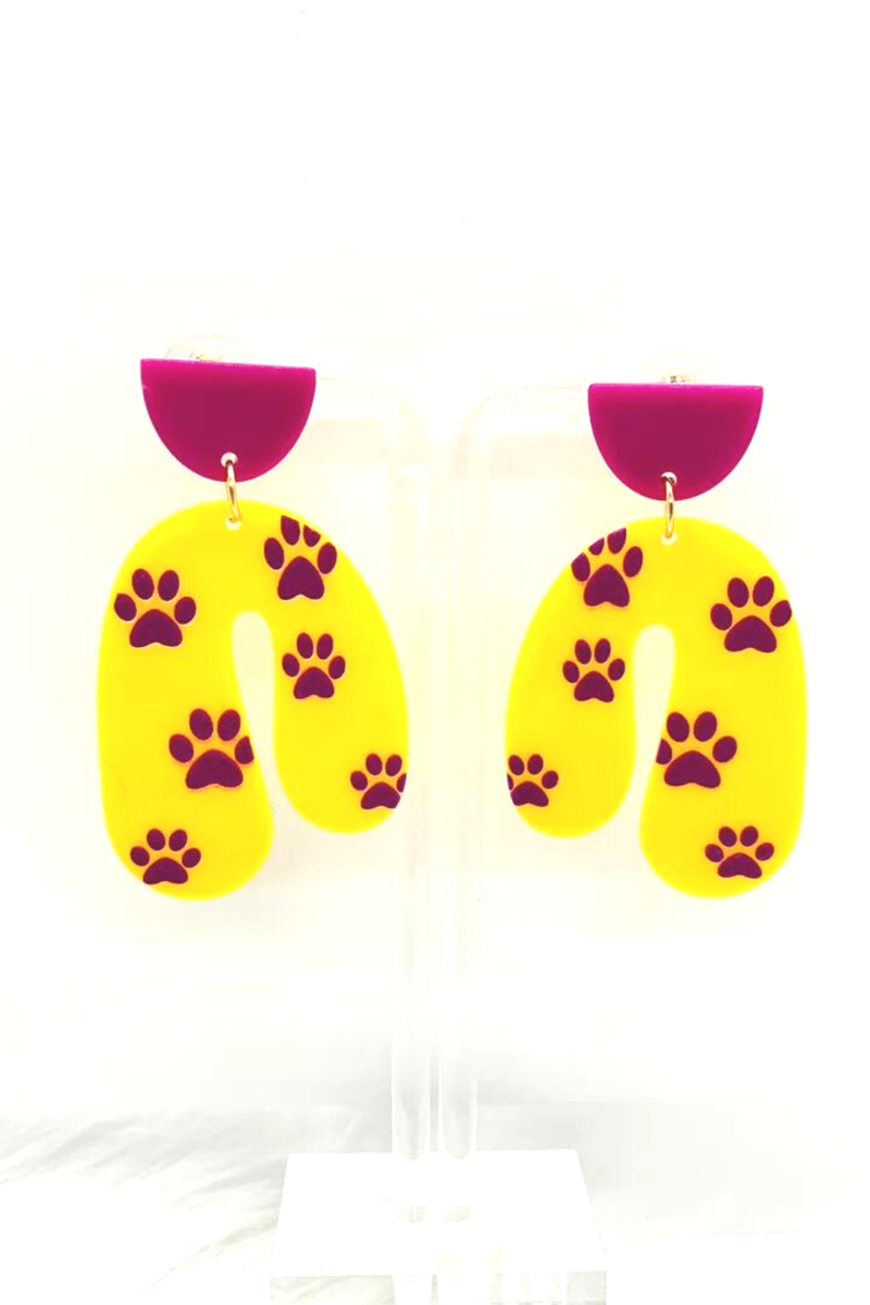 Acrylic LSU Paw Print Earrings | Bella Lucca Boutique