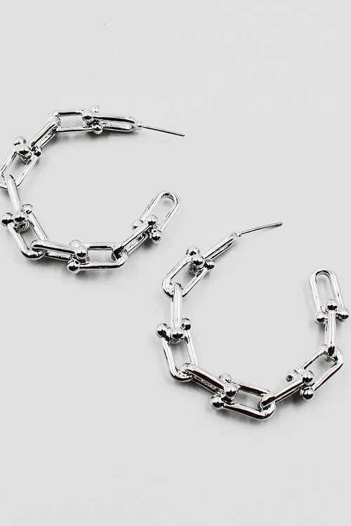 Silver Chain Link Hoops | Bella Lucca Boutique