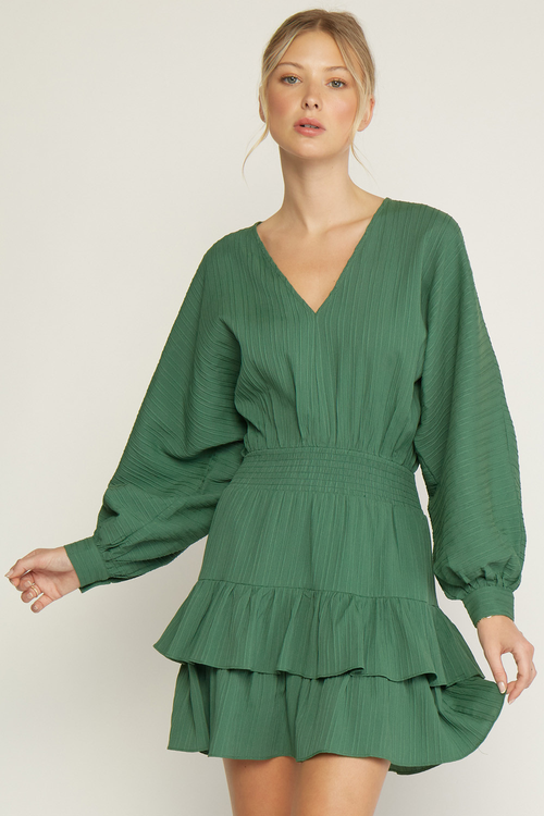 Green Smocked Waist Mini Dress | Bella Lucca Boutique