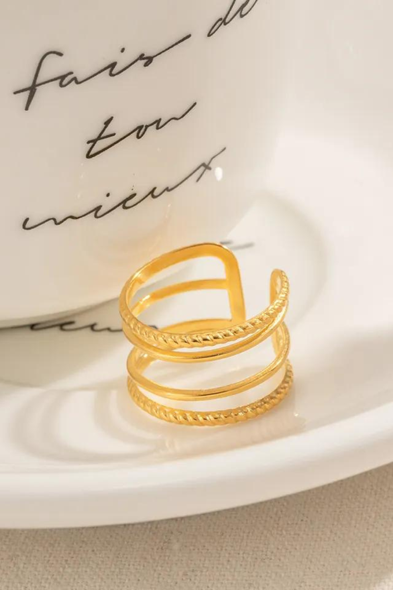 Waterproof Wide Finger Adjustable Gold Ring | Bella Lucca Boutique