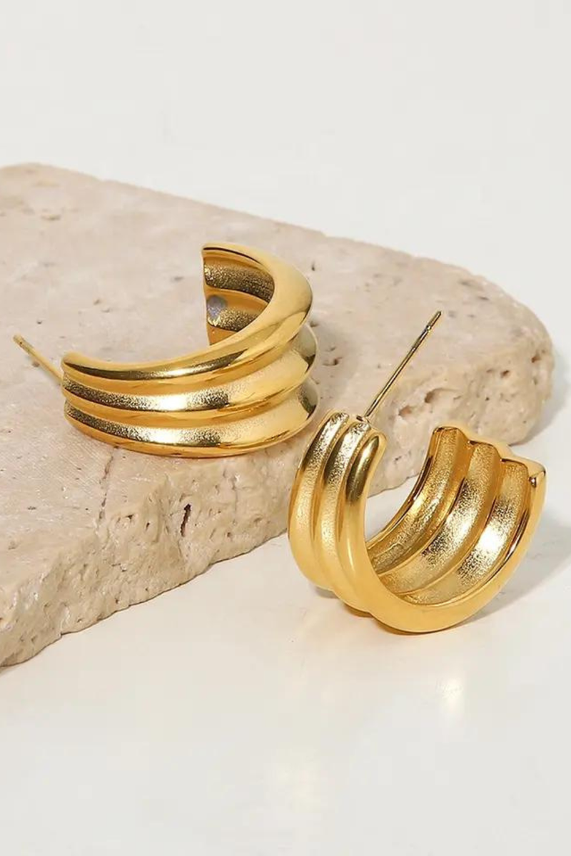 Crescent Shaped Chunky Gold Hoop Earrings | Bella Lucca Boutique