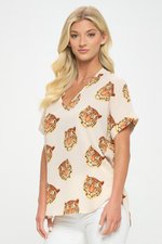 LSU Easy Tiger Printed Silky Satin Game Day Top | Bella Lucca Boutique