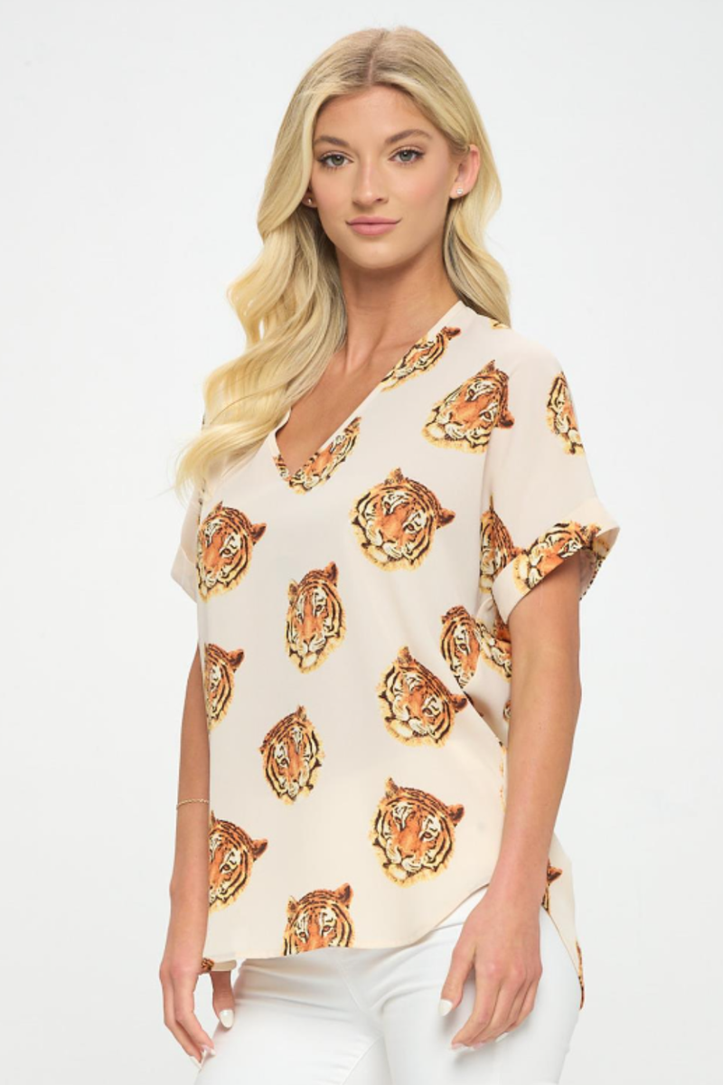 LSU Easy Tiger Printed Silky Satin Game Day Top | Bella Lucca Boutique