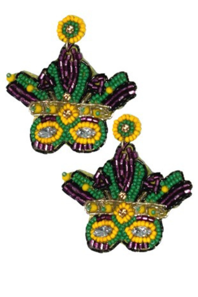 Mardi Gras Mask Seed Bead Earrings | Bella Lucca Boutique