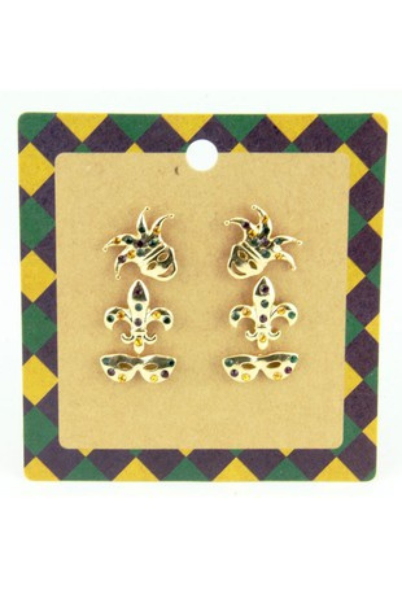 Mardi Gras Stud Trio Earring Set | Bella Lucca Boutique