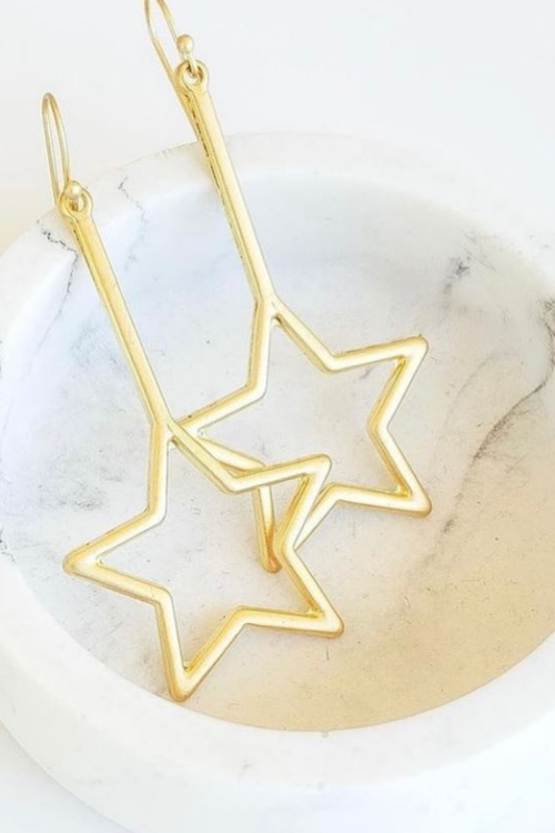 Virtue Jewelry Matte Gold Falling Star Earrings | Bella Lucca Boutique