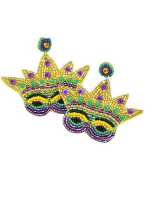 Mardi Gras Mask Seed Bead Earrings | Bella Lucca Boutique