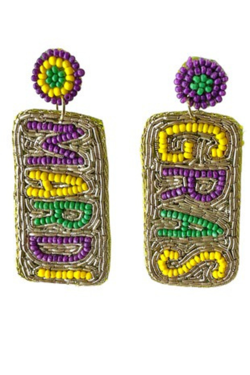 Mardi Gras Drop Seed Bead Earrings | Bella Lucca Boutique